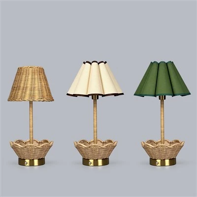 Ntuj Rattan Rechargeable Led Cordless Rooj Teeb